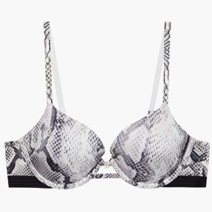🐍 NWOT SAVAGE X FENTY T-Shirt Bra Silver Grey Snakeskin Print 36C